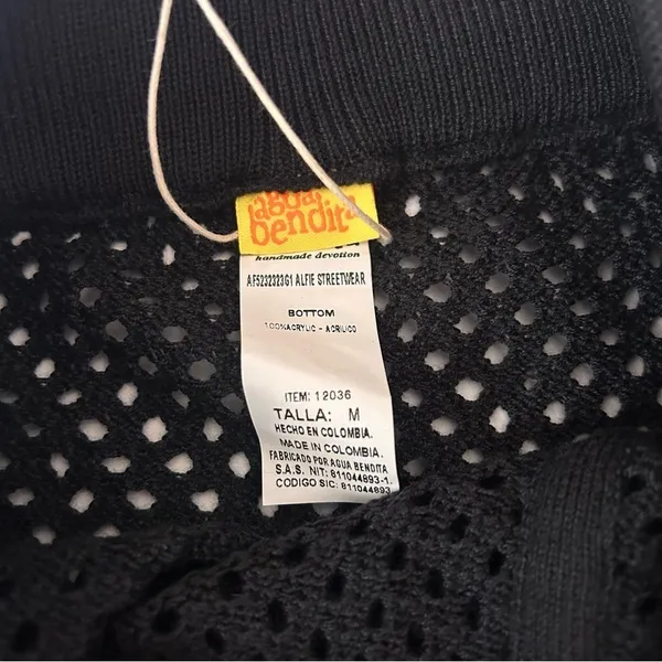 NWT Agua Bendita Alfie Streetwear Knit Mesh Bottoms Black Size Medium - Image 6