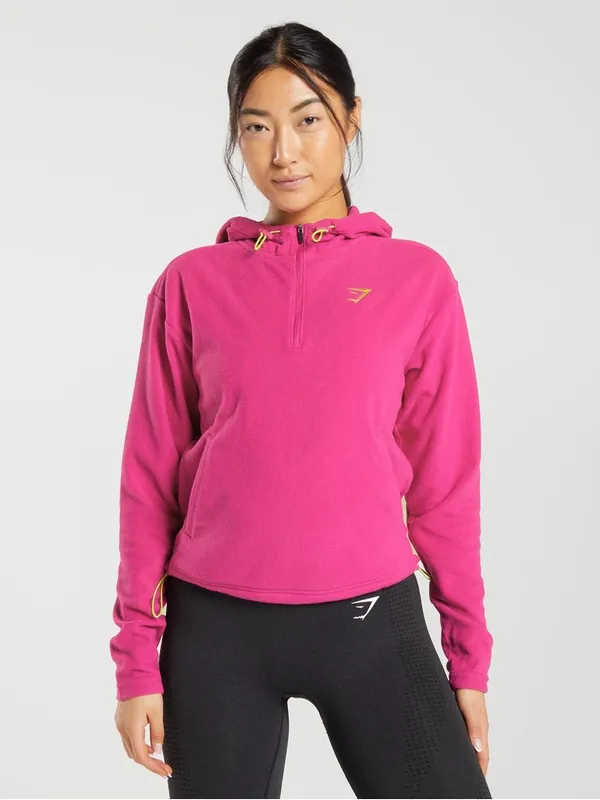 Gymshark Bright Pink Half-Zip Hooded Fleece - Image 3