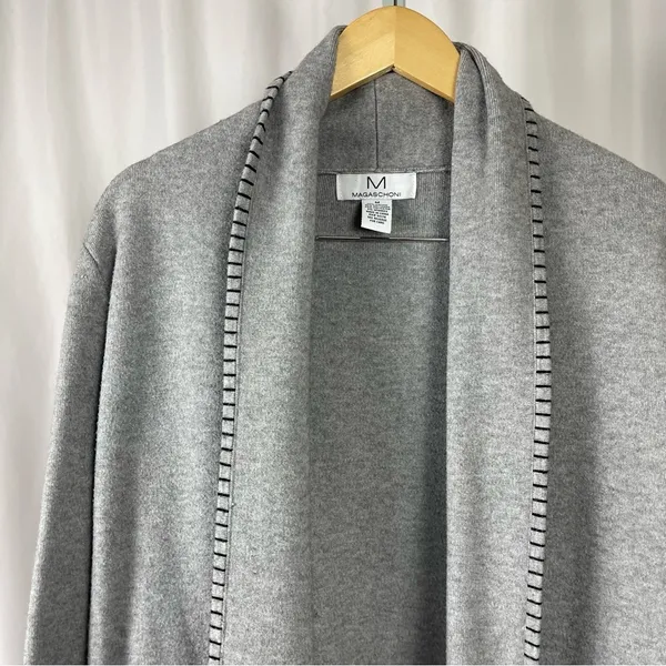 Magaschoni Medium Open Heavy Knit Cardigan Jacket Blazer Chunky Pocket Office - Image 6