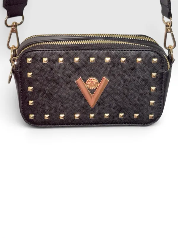 Valentino by Mario Valentino Black Studded V Logo Crossbody Bag - Image 4