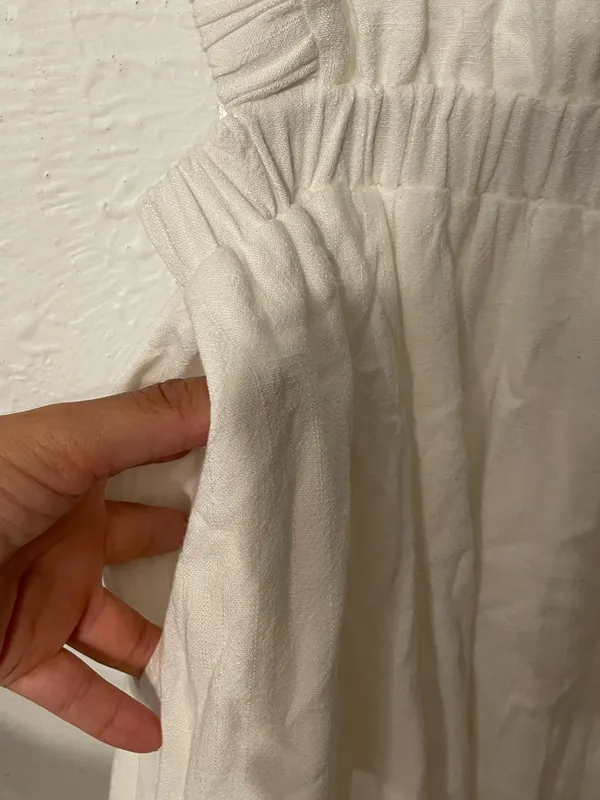 NWT Vici White White Linen Blend Open back Midi Dress Cutout Waist Medium - Image 6