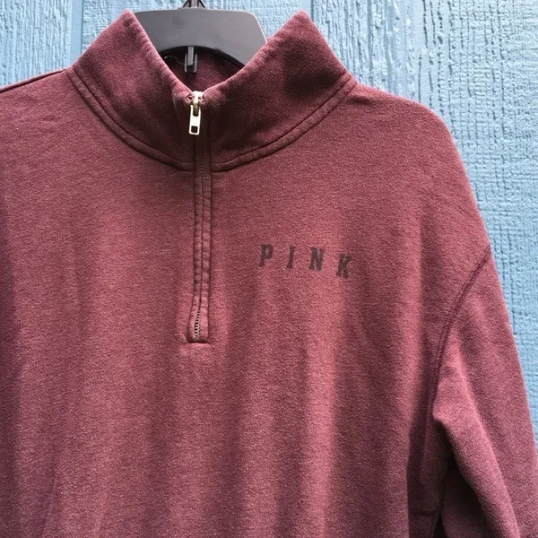 VS Pink 1/4 Zip Pullover Sweater 86 Logo Top S v6x - Image 5