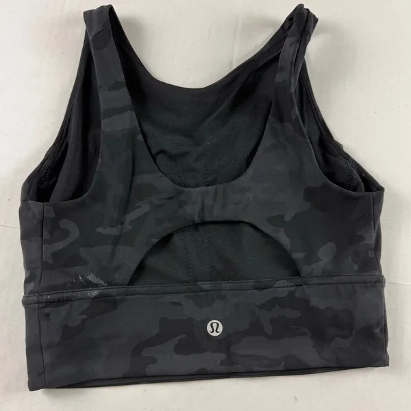 Lululemon Black Camo Stronger As One Long Line Bra Size 4 - Image 3