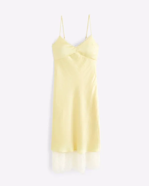 Abercrombie and Fitch Bra Free Lace Trim Midi Slip Dress - Image 5