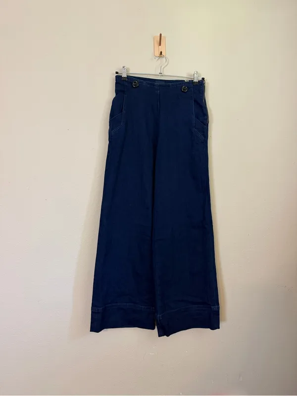 Anthropologie‎ Maeve Sailor Wide Leg Jeans Dark Wash Flare Size 27 Tall - Image 2