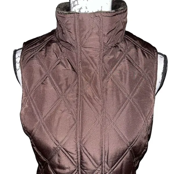 Weatherproof Garment Company Brown Quilted Vest Faux Fur Collar Small‎ - Image 4