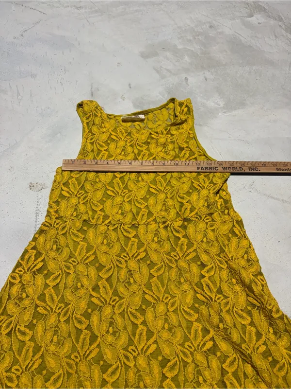 Free people miles of lace Yellow Lace Floral A-Line mini Dress small - Image 7