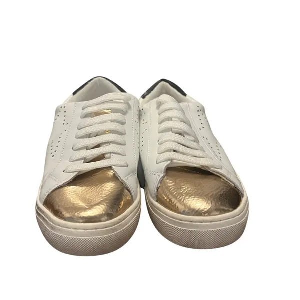 Steve Madden Rezume Leather White‎ and Metallic Lace Up Sneakers Size 7.5 - Image 2