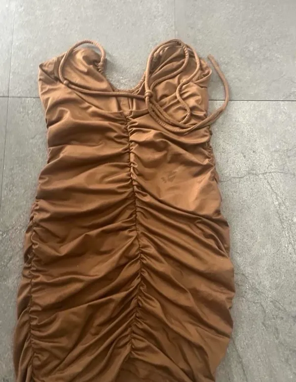 Women brown mini dress - Image 2
