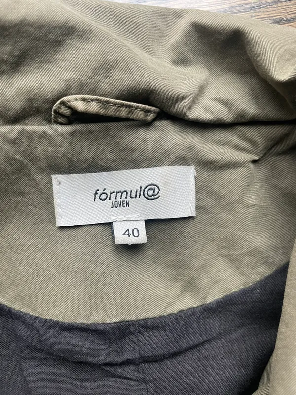 Army Green Lightweight Jacket With Pleather Arms Size 8 - Image 3