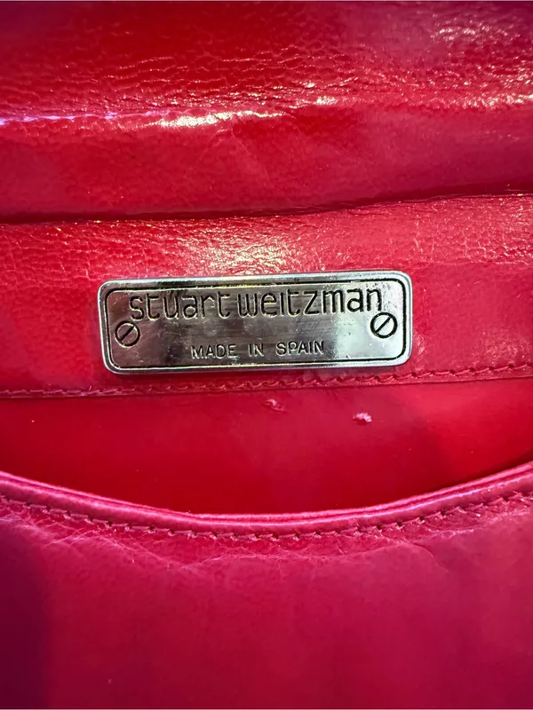 Vintage Stuart Weitzman Red Leather Crossbody Bag made Spain Y2K - Image 2