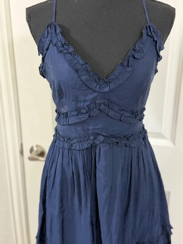 mi ami for francesca's Navy Ruffle Tiered Midi Dress - Image 2