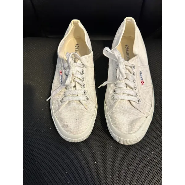 Superga White Canvas Sneakers Casual Tennis Shoes‎ Classic Lace Up US 9 / EU 40 - Image 2