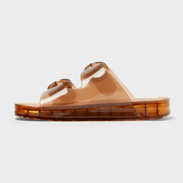 Shade & Shore Amber Transparent Double Buckle Slide Sandals - Image 2