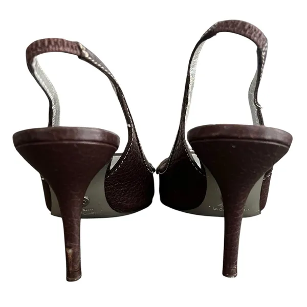 Dolce & Gabbana Women’s Vintage Y2K Brown Round Toe Silver Logo Pump Heels 38 - Image 10