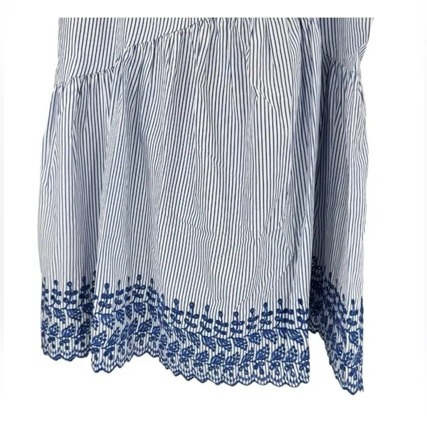 Tuckernuck Cinzia Blue Stripe Eyelet Midi Skirt Medium NWT - Image 6