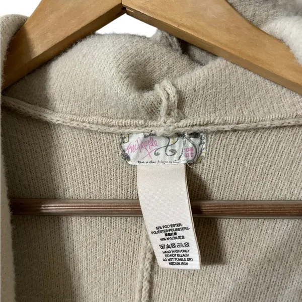 FREE PEOPLE All I Need Cozy Duster Beige Cape Kimono Hood Sweater Cardigan - Image 8
