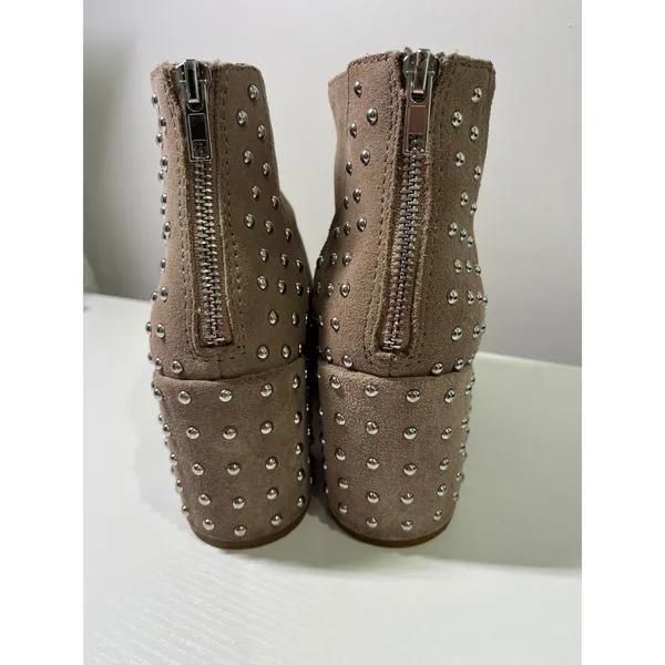 Steve Madden Jillian Taupe Suede Studded Block Heel Ankle Boots Womens 7M‎ boho - Image 2