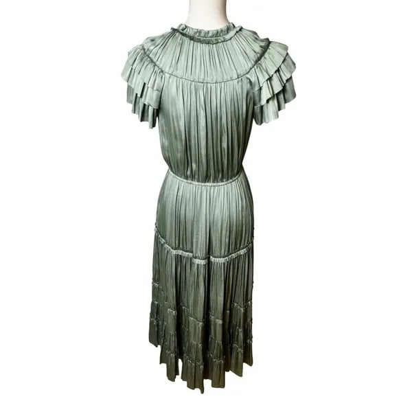 Reset by Jane Kianna Long Short Sleeve Ruffle Dress sage green S - Image 4
