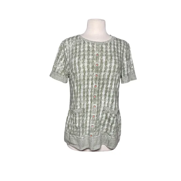 ANTHROPOLOGIE PILCRO Women’s Green Printed Front Pocket Knit Top - Image 2