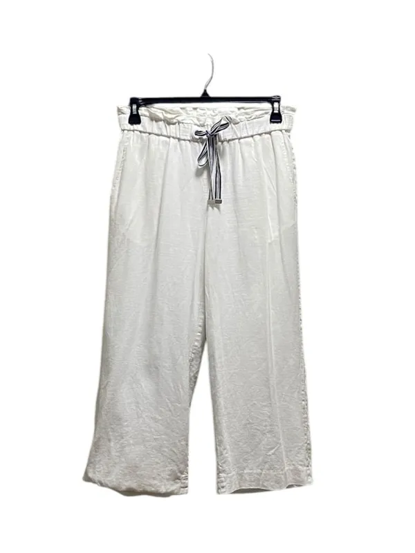 1901 Linen Blend Lined Pants White Size M Beach Coastal Minimalist Vacation Cute - Image 2
