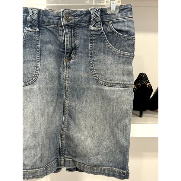 Arizona Jeans Co. Women's Denim Jean Skirt Braided Belt Loops 27" Waist - Image 3