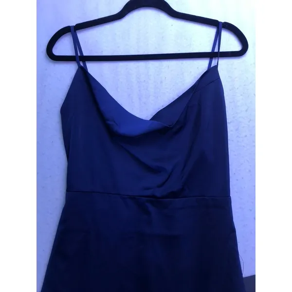 Lulus Maxi Dress Womens Size M Navy Blue Cowl Neck Satin Formal Gown New - Image 6