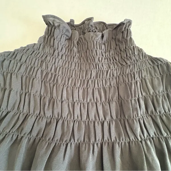 Patrizia Luca smocked high neck long sleeve blouse black - Image 9