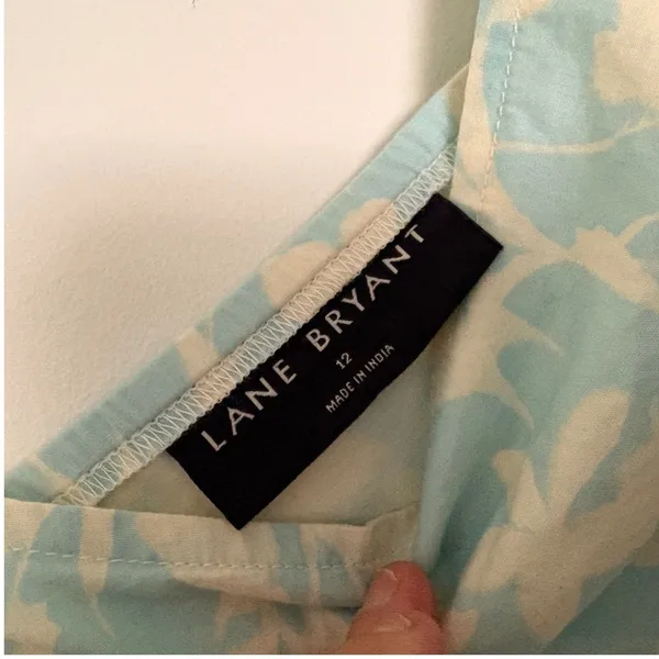 Lane Bryant Blue Floral Smocked Bodice‎ Maxi Dress Sleeveless Cotton Size 12 - Image 5