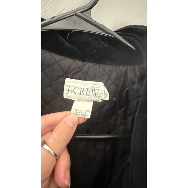 J. Crew Womens‎ Vintage Black Velvet Double Breasted Pea Coat Quilted Lining M - Image 8