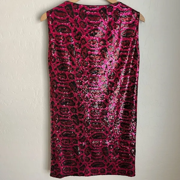 RtA Road to Awe Stevie Sequin Animal Print Sheath Mini Dress Pink Black Size XS - Image 4