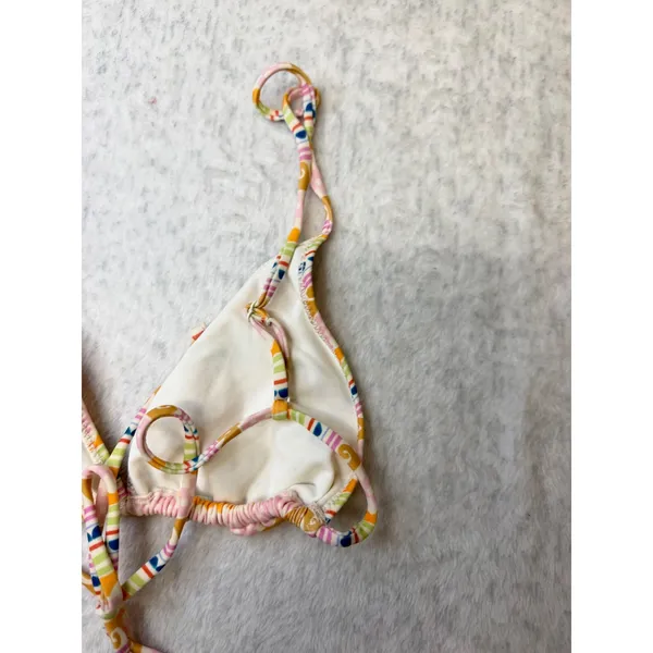 PacSun‎ Swim Eco Multi Color Retro Print Triangle Bikini Top Womens Medium NWT - Image 6
