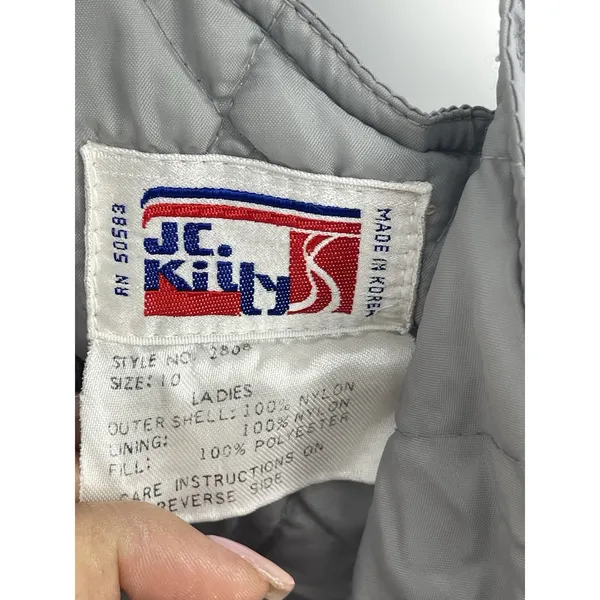 Vtg JC Killy Bib Overalls Women 10 Gray Ski‎ Insolated Quilted Snow Suspenders - Image 4