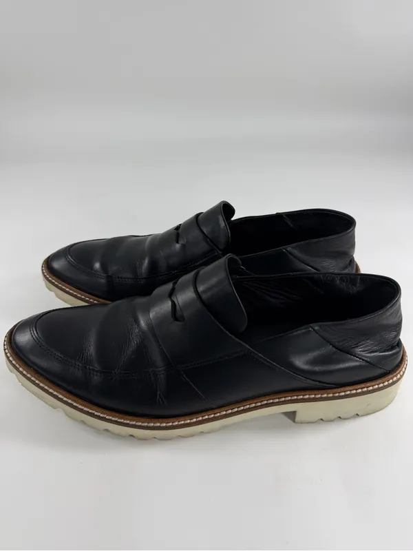 ECCO Dress Loafers‎ Women's EU 40 US 9 Black Leather Lug Sole Slip On Shoes - Image 3