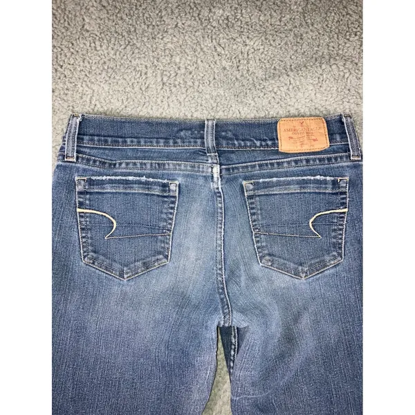 Vtg American Eagle Flare Leg Jeans Women 10 Low Rise Stretch Distressed 30x30‎ - Image 2