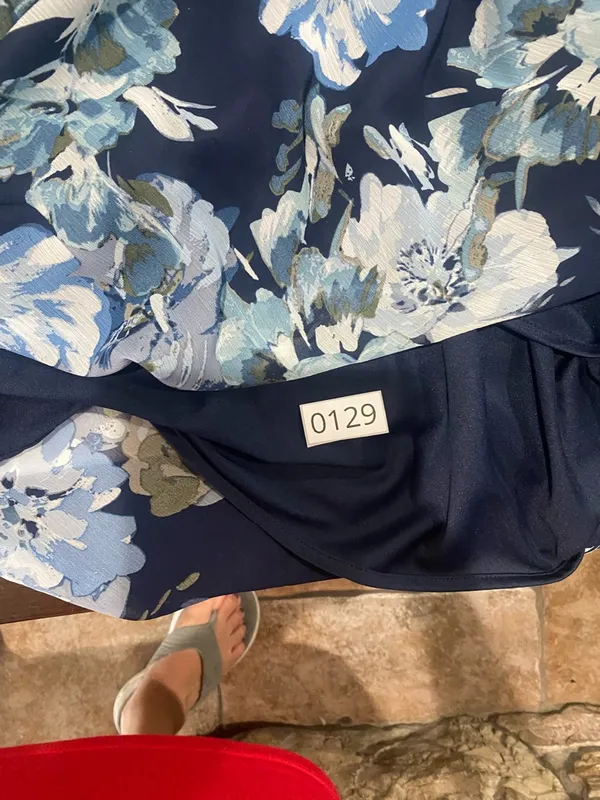 R & M Richards Navy Floral A-Line Dress with Blue Blooms - Image 3