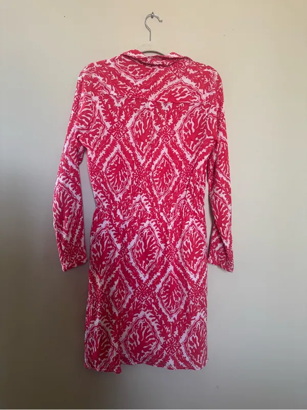 Lilly Pulitzer Coral-Pink Printed Shirt Dress - Image 4