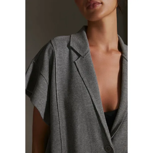 Daily Practice Anthropologie Heather Elbert Blazer Large Gray Streetwear Neutral - Image 8