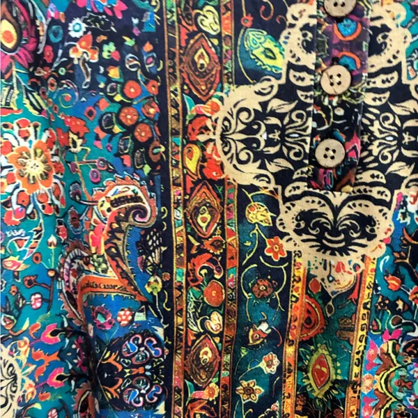 Source Unknown Printed Long-Sleeve Scoop Neck Top Multi Color L - Image 3
