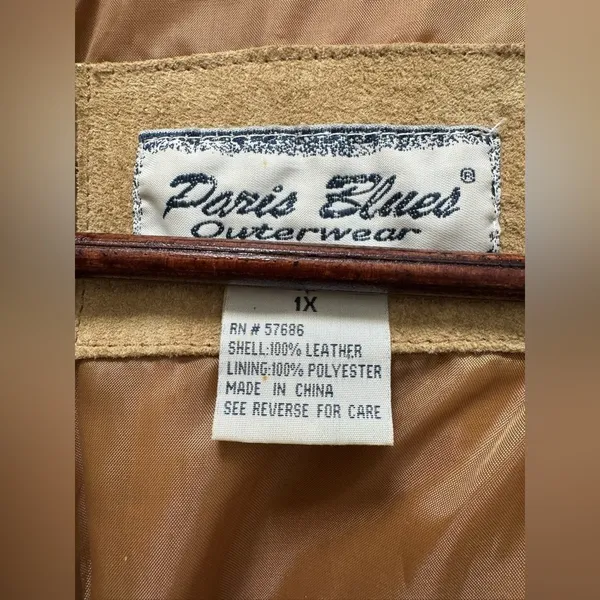 Paris Blues Vintage Suede Tan Two Tone Overcoat Jacket XL - Image 2