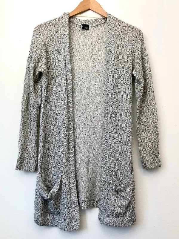 SPARKLE FADE URBAN OUTFITTERS White Black Open Marled Knit Cardigan Sweater XS - Image 2