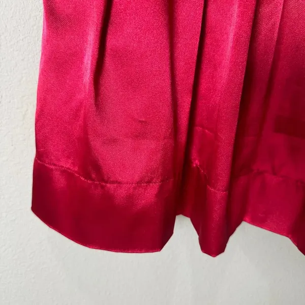 VINTAGE Roberta Party Dress Red Satin Strapless Pleated Bodice - size 5/6 - Image 6