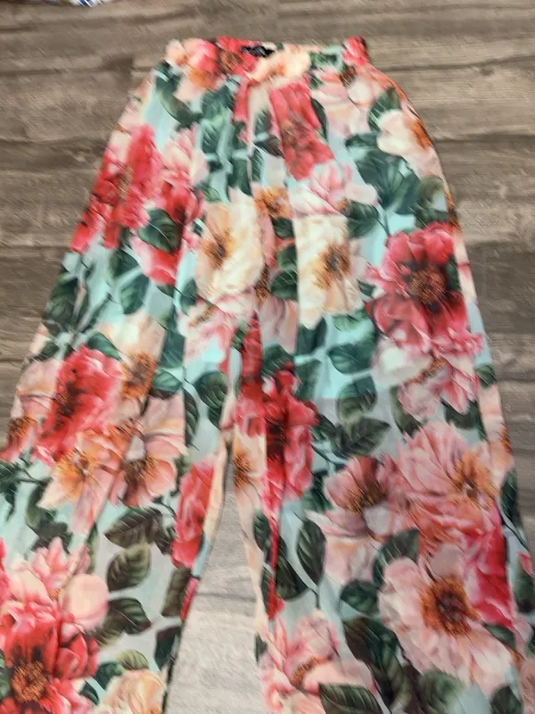 Brick Built S/M Floral Wide Leg Tie Hem Pants Lined Resort Vacation - Image 6