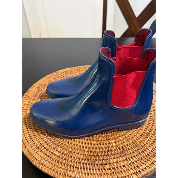 Lauren Ralph Lauren Tally Navy Blue Red Chelsea Rain Boots Womens 9 - Image 3