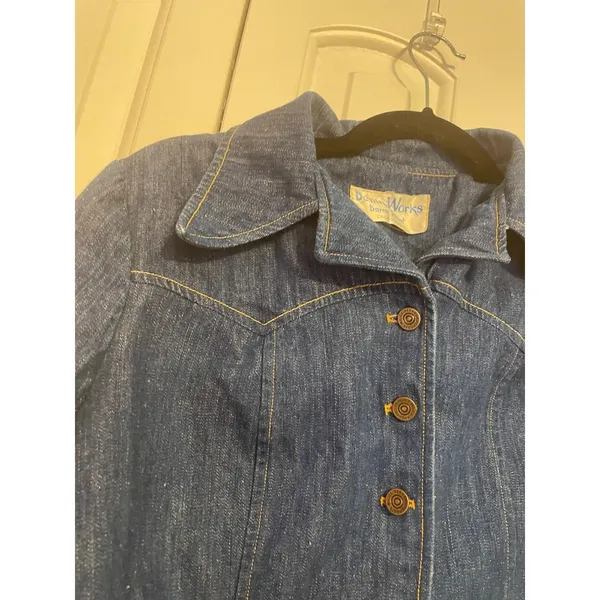 DenimWorks Western Jacket 70s Retro Dark Wash Oversized‎ Collar Blue Small - Image 5