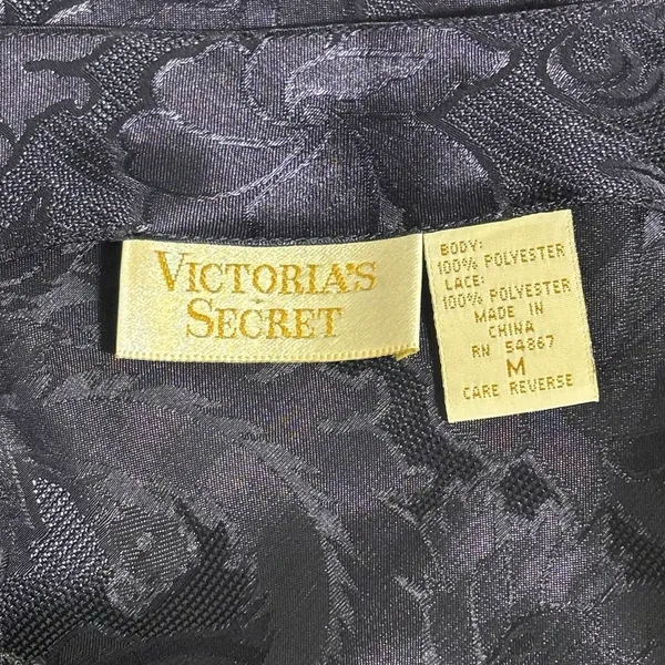 Vintage Victoria's Secret Navy Blue Jacquard Lace‎ Slip Chemise Dress Size M - Image 5