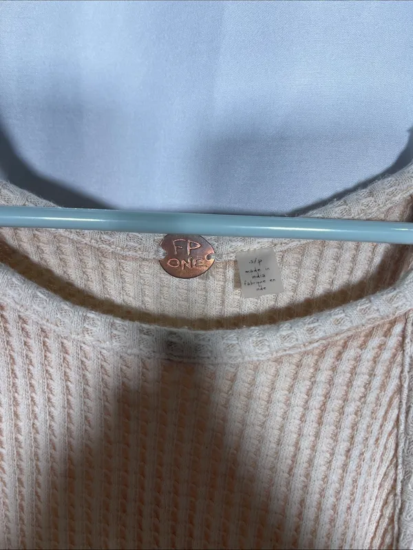 Free People One Womens Katya Thermal Waffle Ruched Mini Dress Small - Image 3