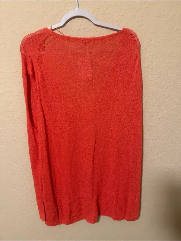 Free People Lightweight V-Neck Knit Sweater - Coral Red - Image 3
