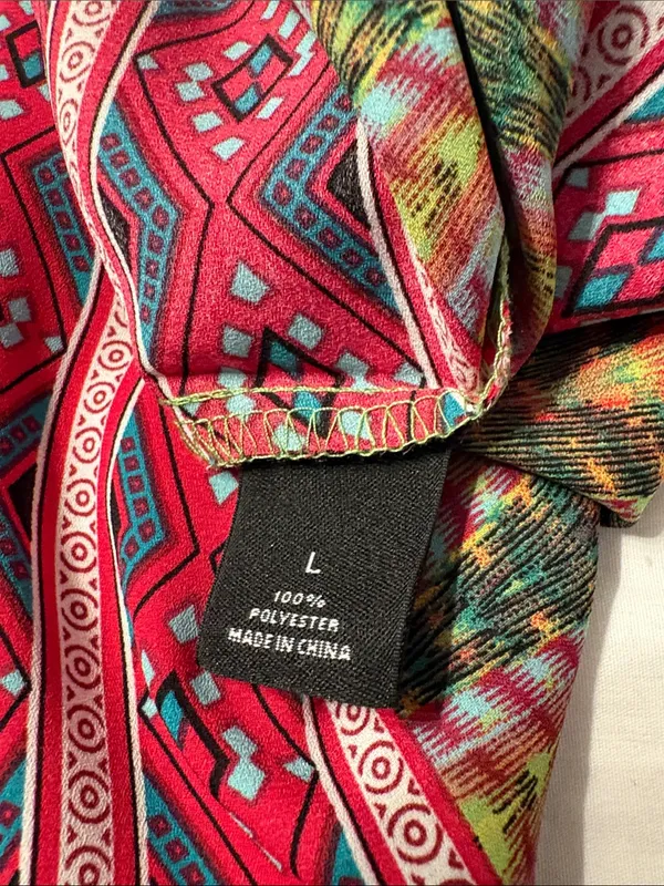 new directions Multicolor Zigzag Tie-Neck Women’s Tunic SZ L - Image 11