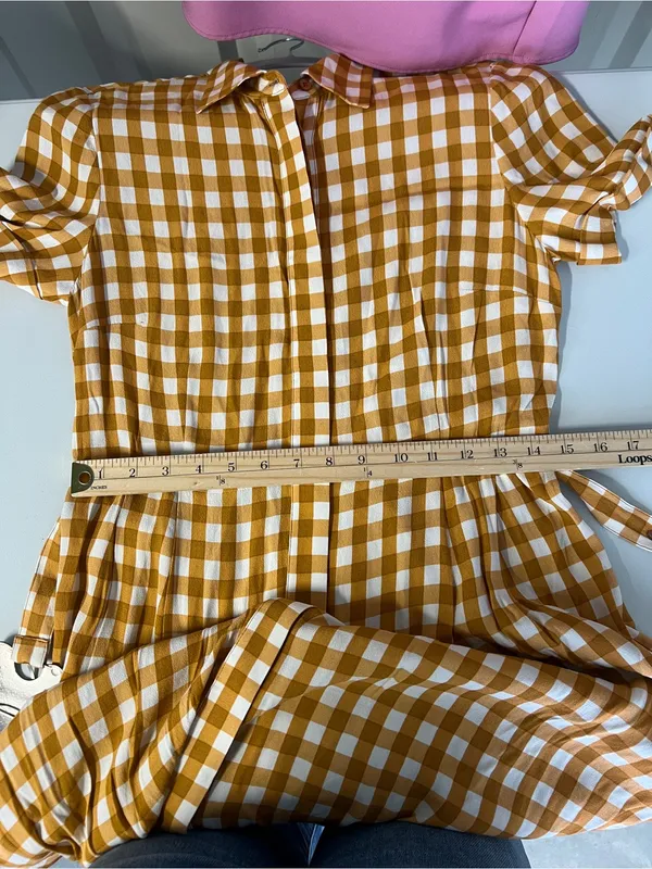 Uterqüe Mustard Gingham Maxi‎ Dress Orange - Image 16